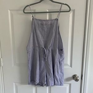 Fat Face Striped Linen Short Overalls - Size 8